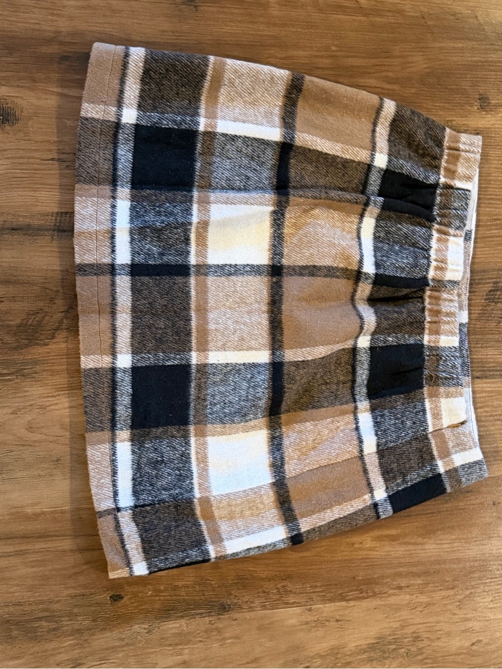 Plaid Mini Skirt in Brown and Black